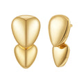 Latest 18K Gold Plated Brass Jewelry Curved Glossy Heart Rain Drop Earrings for Women Part Gift Aretes De Mujer Earrings E241585