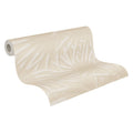Germany Floral Palm Leaves Beige White Non Woven Vinyl Wallpaper Rolls for Hotel & Bathroom Use Modern Design 10.05x0.53m