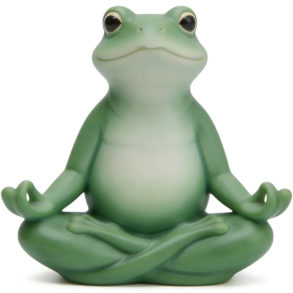 Serene Meditating Frog Resin Decor Yoga-Pose Green Frog Garden Statue Calming Outdoor Yard/Patio Accent Zen-Inspired Ornament