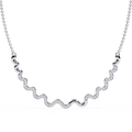 Elegant Wavy Shape Curved Sterling Silver 14K Gold Plated Necklaces with Natural Diamonds IGI Certified Luxury Jewelry Design