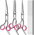 Professional 5-in-1 Dog Grooming Scissors Kit Titanium-Coated Safety Shears for Dogs and Cats Steel Material