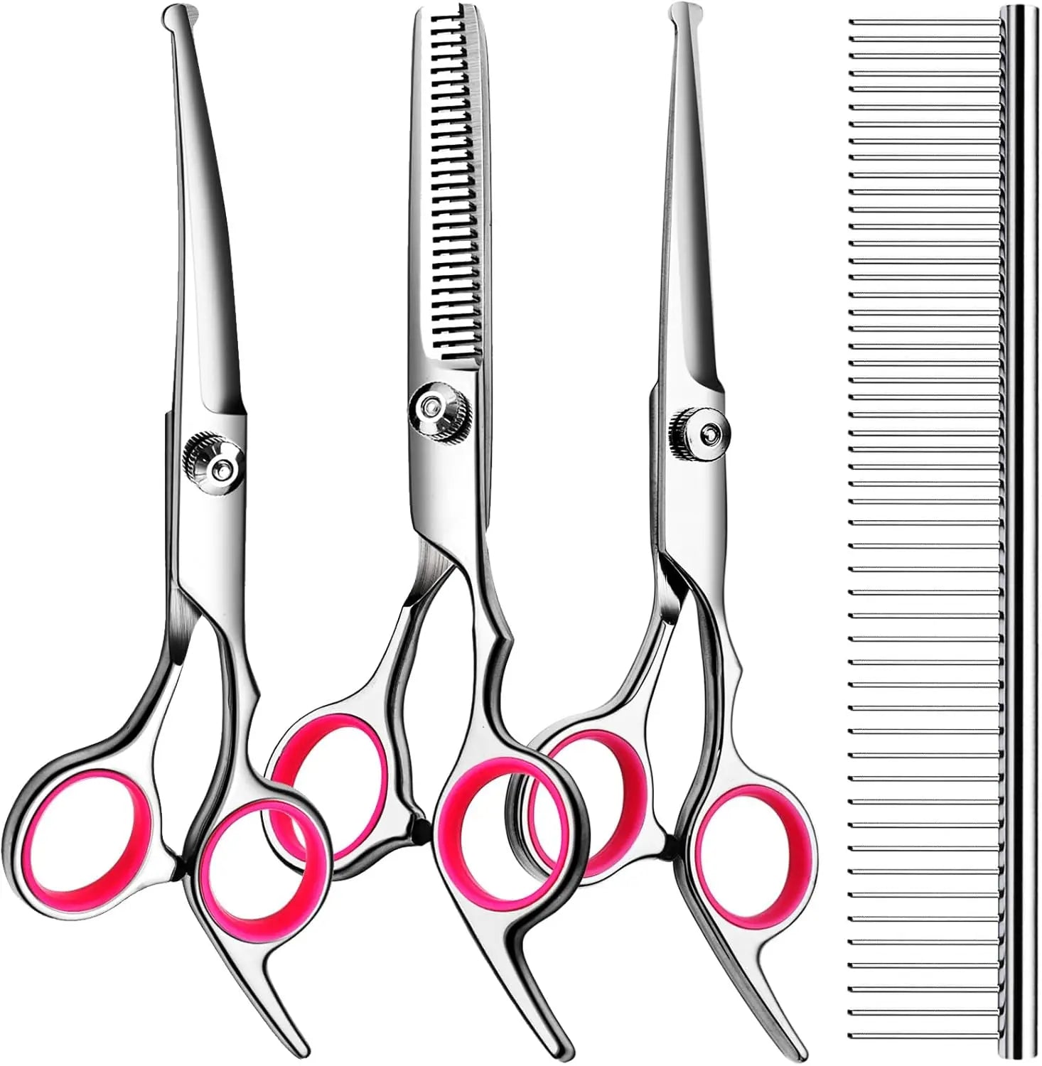 Professional 5-in-1 Dog Grooming Scissors Kit Titanium-Coated Safety Shears for Dogs and Cats Steel Material