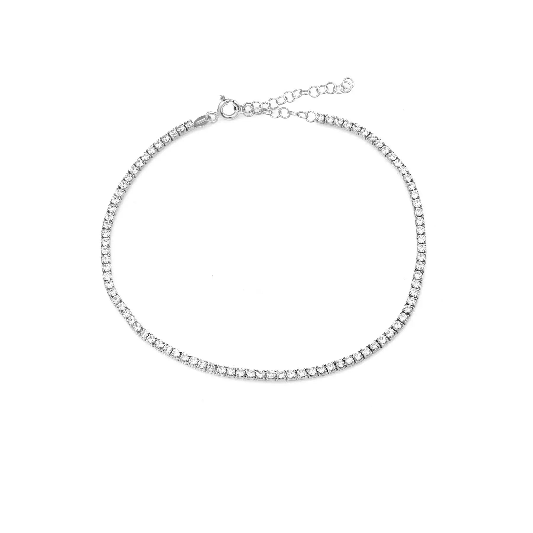 White Zircon Stone Waterway Women's Silver Bracelet From Turkey