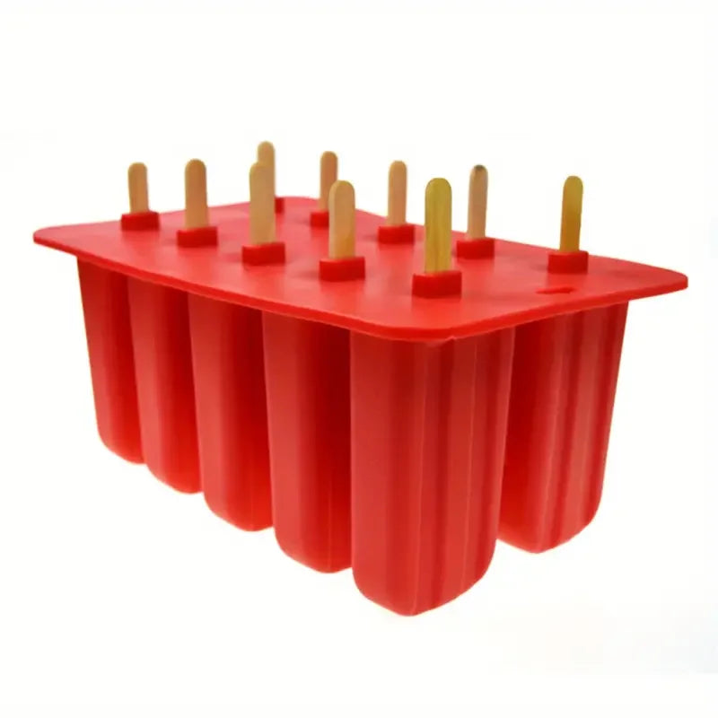 Bpa Free Silicone Popsicle Maker Set With 10 Cavities Easy Release Ice Pop Molds and Reusable Sticks Cleaning Brush Included