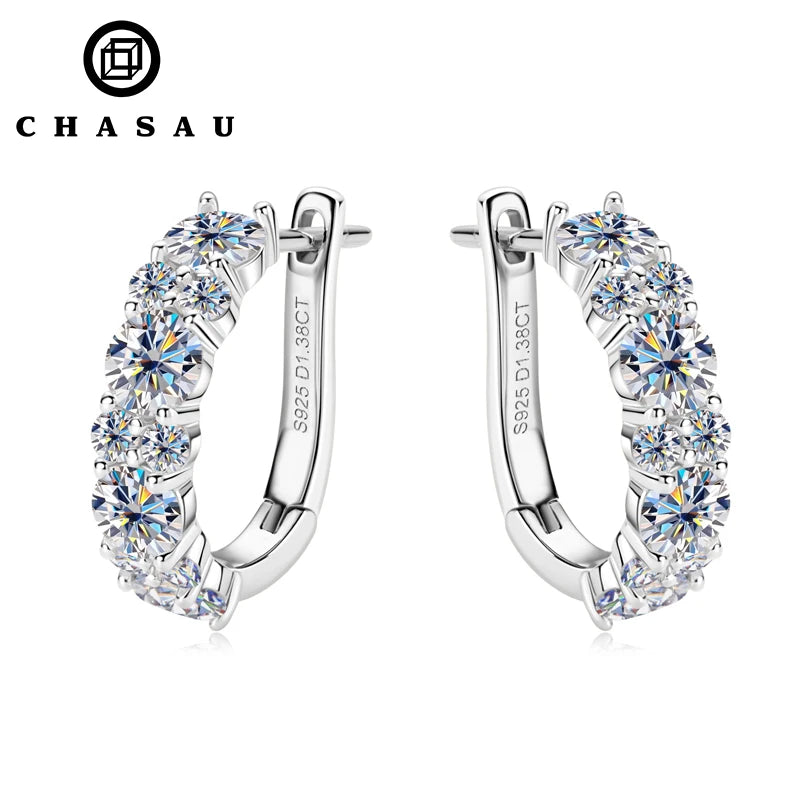 2.76ct D Color VVS1 Clarity Brilliant Round Cut Moissanite Lab Grown Diamond Earrings 925 Sterling Silver Earrings for Women