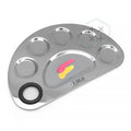 Custom Logo 5-Well Stainless Steel Makeup Palette Tray with Spatula Tool Gray 15x10cm