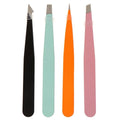 Private Label Pink Rose Gold Eyelash Extension Applicator Tweezers Set Straight Pointed Volume Eyebrow Tweezers Rainbow Case