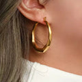 European and American Fashion Simplicity Stainless Steel Jewelry Rope 18K Gold Plated Large Chunky Earrings for Woman