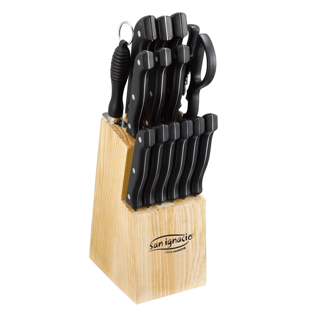 Knife set 15 pieces in stainless steel