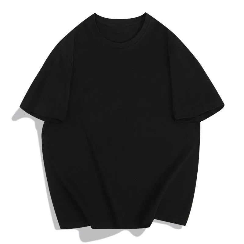 OEM custom logo embroidery printed design 180gsolid color round neck blank loose breathable combed cotton short-sleeved  t-shirt