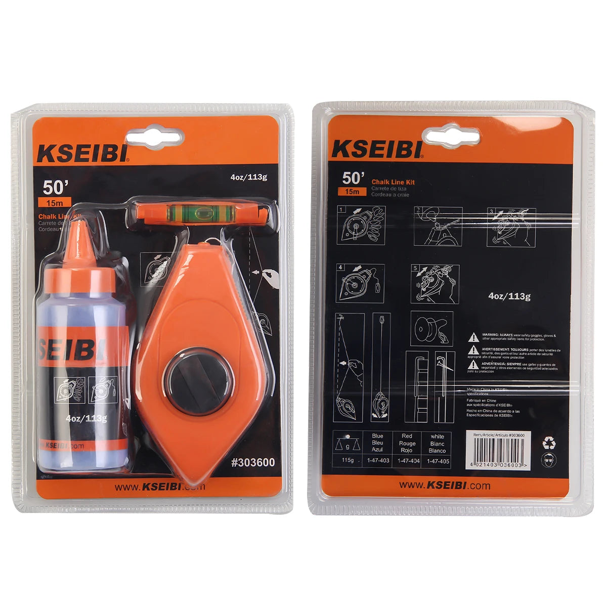 KSEIBI Professional Chalk Line Set CLA