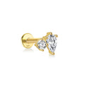 CANNER Simple S925 Silver 18k Water Drop Zircon Round Zircon Combination Piercing Thread Earrings 16G Customized