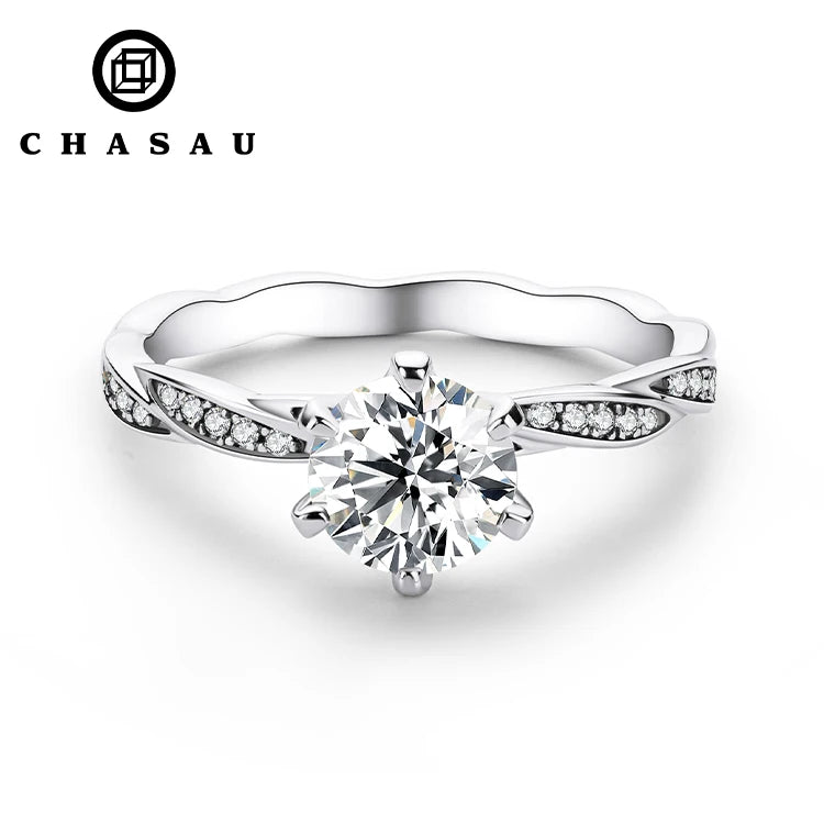Trendy 1 Carat 1.0ct 6.5mm Moissanite Engagement Ring Fine Jewelry for Women 925 Sterling Silver Fashionable 925 Silver Rings