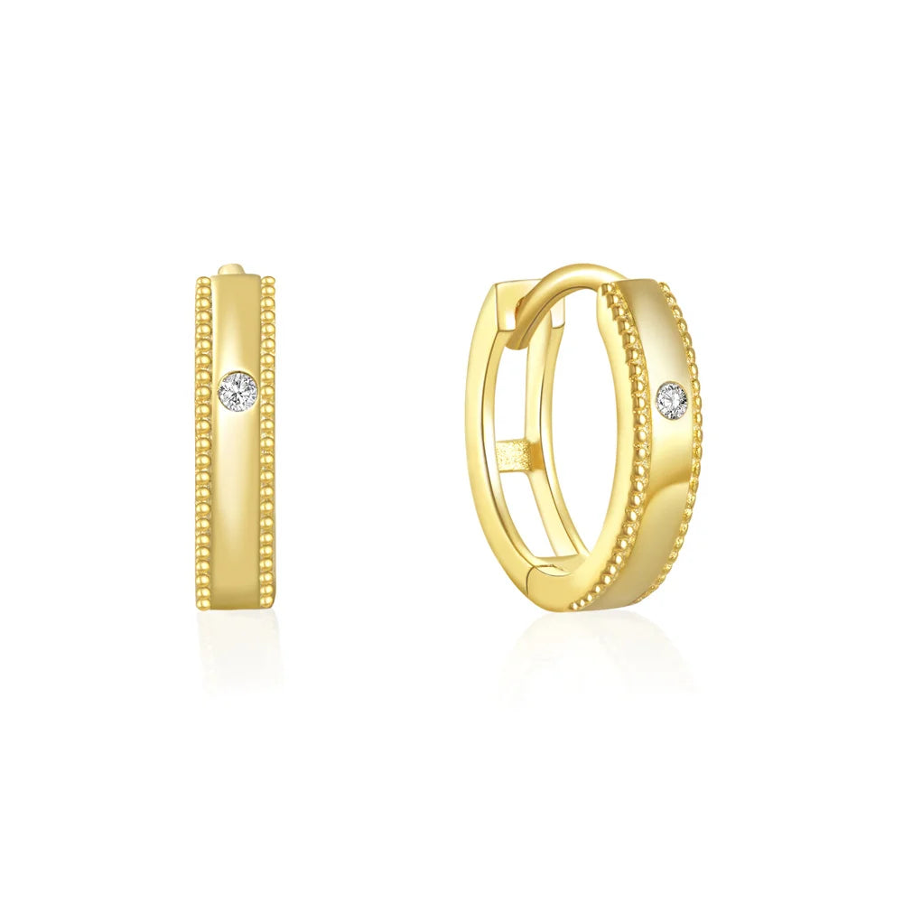CANNER Trending Sterling Silver 925 Earrings Jewelry 18K Gold Plated Korean Geometric Zircon Huggie Hoop Earrings for Women
