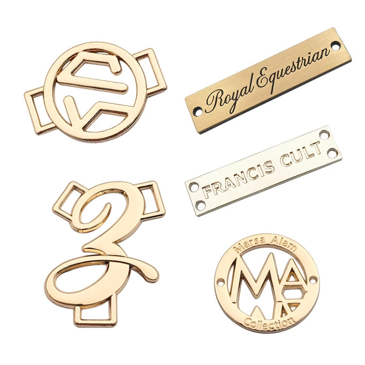 Factory Price Engraved Metal Name Tags Custom Brand Logo Metal Plated Labels for Clothing Garment