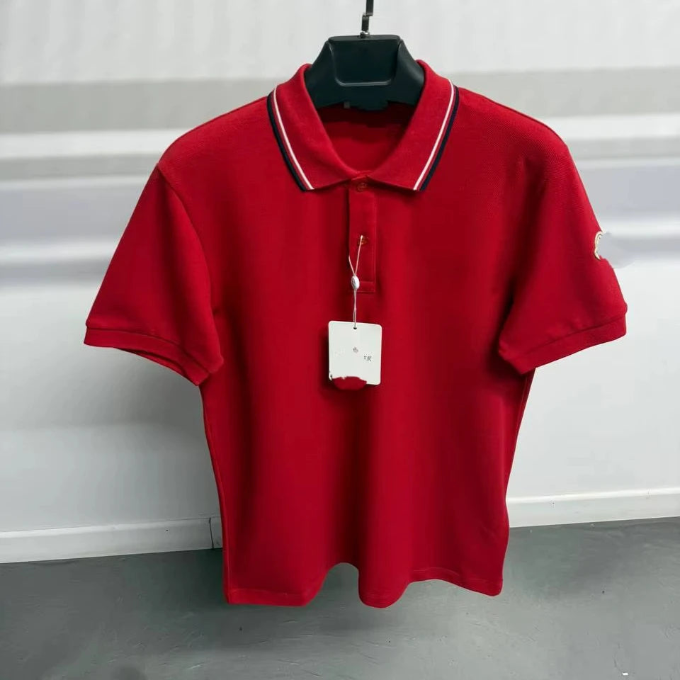 Plain Men's Woven Cotton T-Shirt Short Sleeve V-neck Casual Breathable Eco-Friendly Quick Dry OEM ODM Custom Logo Front Dot