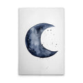 Made In Germany - Home Decor Canvas Picture Blue Crescent Moon - Wall Painting Mural In White And Blue - Stretcher Frame Art
