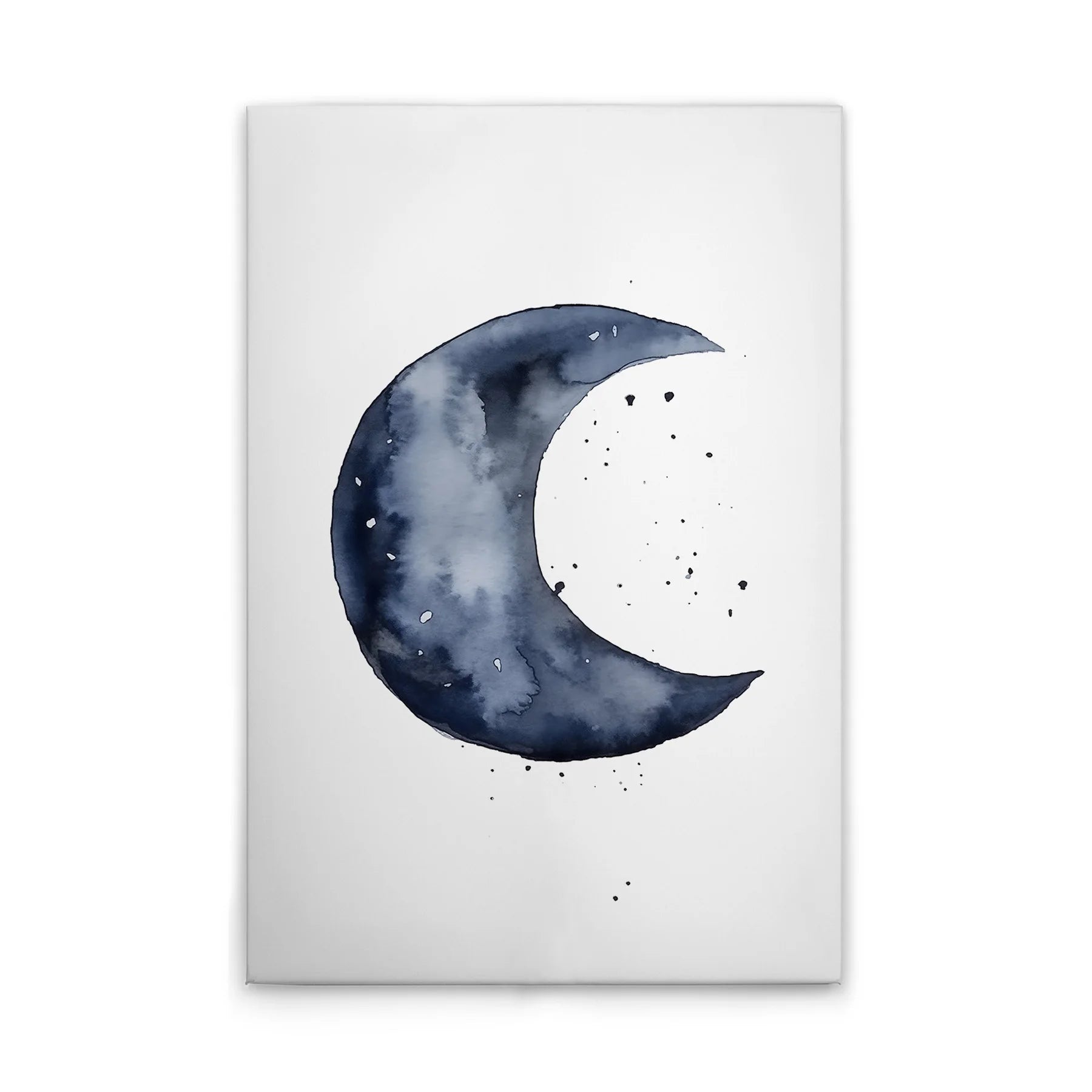 Made In Germany - Home Decor Canvas Picture Blue Crescent Moon - Wall Painting Mural In White And Blue - Stretcher Frame Art