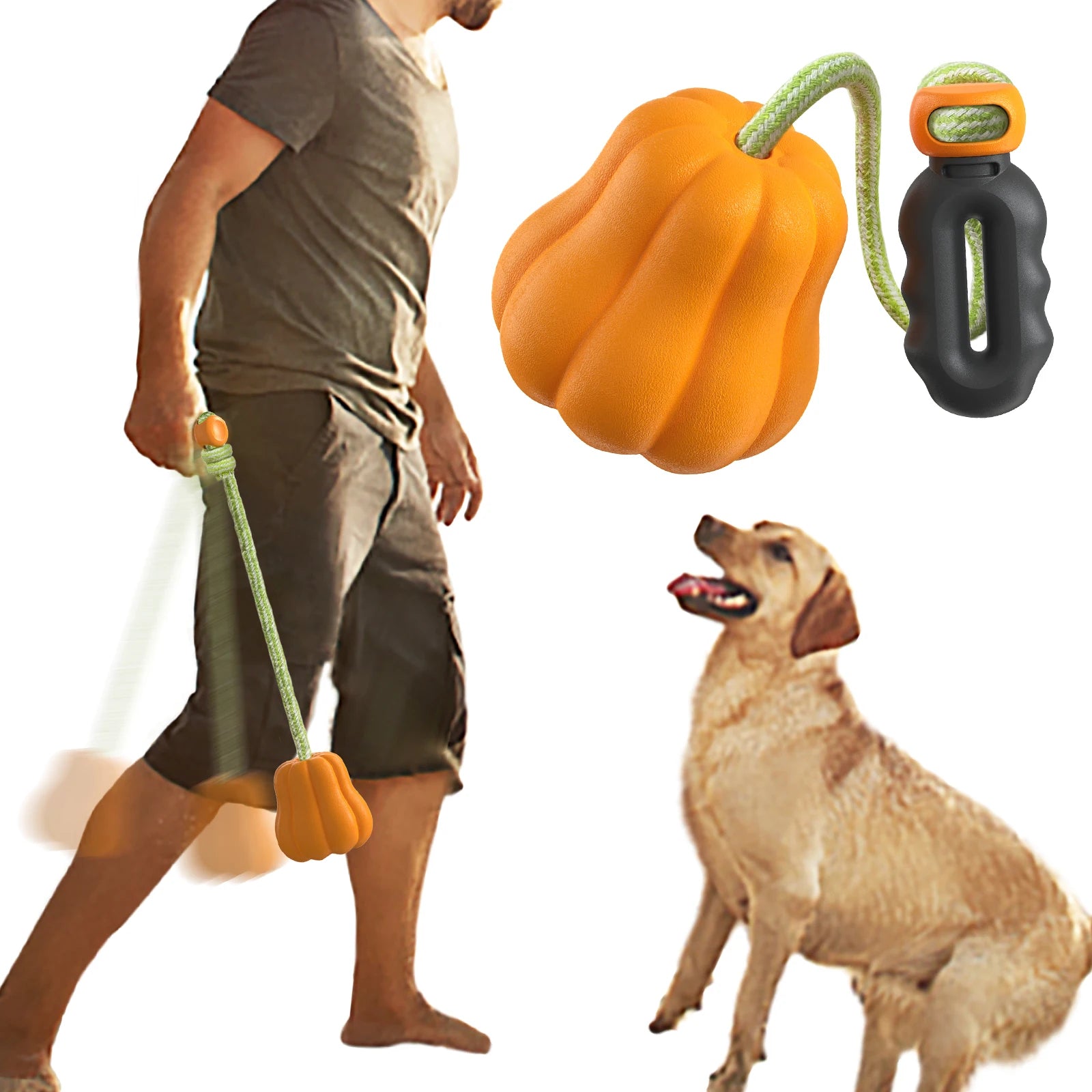 USMILEPET Tossing Chew Stick TRP Chew and Grind Outdoor Hand-thrown Pumpkin Ball Dog Toy for Small Medium Puppy Pet Dogs