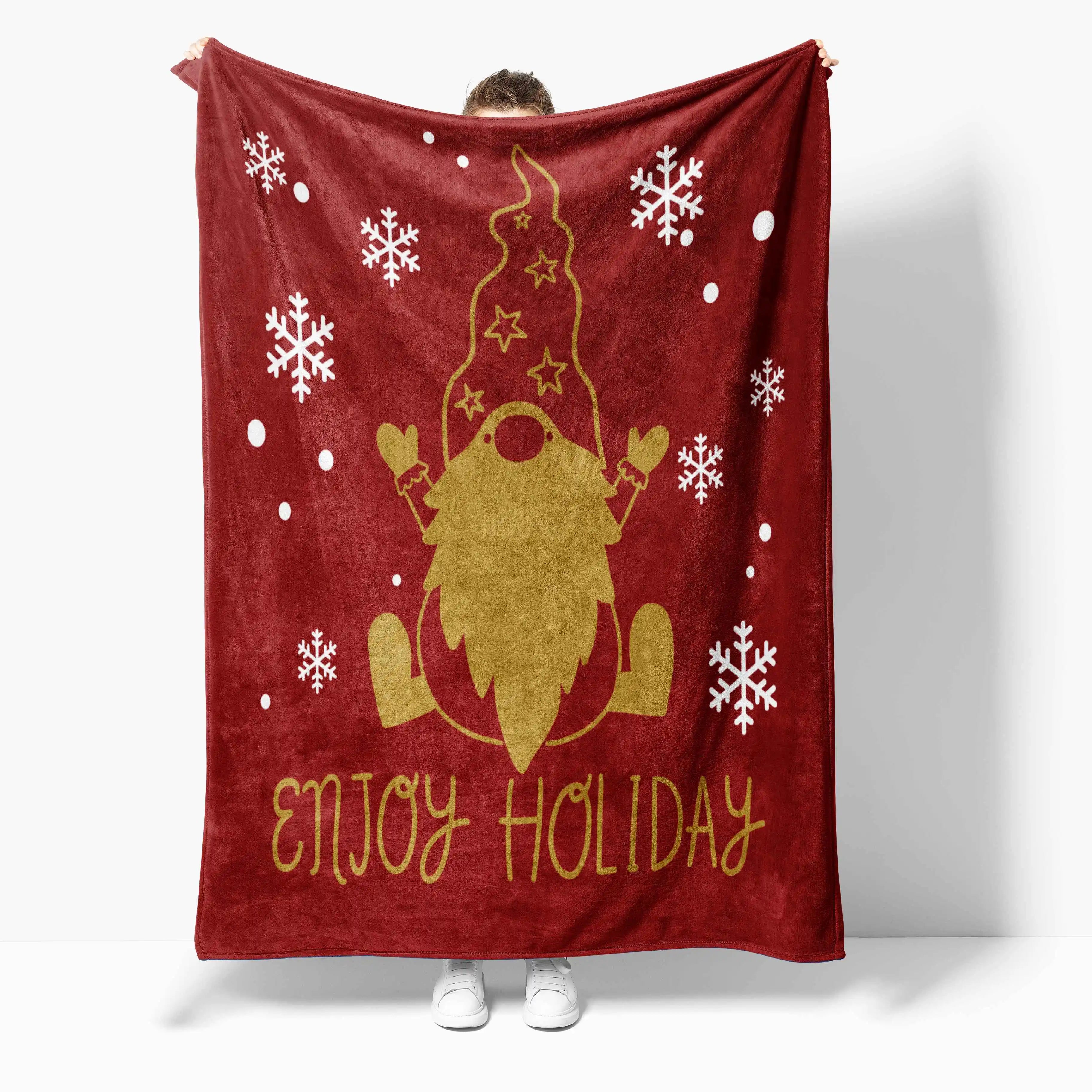 Custom Knitted for Flannel Throw Blanket with Christmas Design for Airplane Use and Recommended As a Christmas Gift