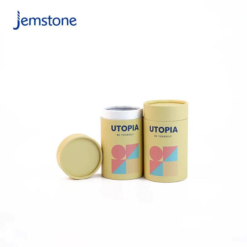 Hot Sale Eco-friendly Organic Herbal Infusions Cylinder Box Tea Set Round Kraft Cardboard Yellow Large Tea Bags Tube Packaging
