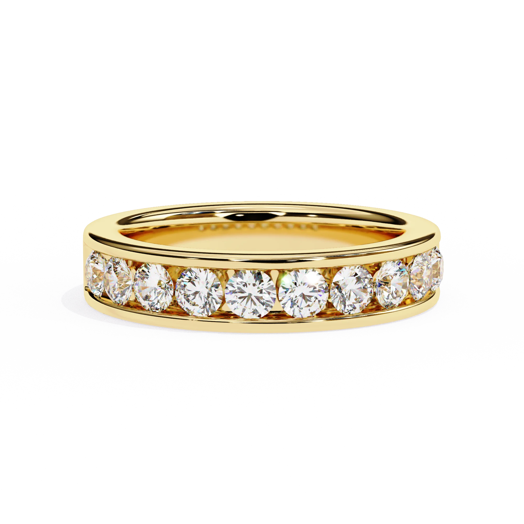 Channel Set Round Cut Lab Grown Diamond Wedding Band  Half eternity band  Bridal Promise gift for her  Engagement Ring
