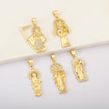 QIKU Wholesale Gold Plated Our Lady of Guadalupe & Santa Muerte & Jesus Pave Zircon Religious Charms for Jewelry Making