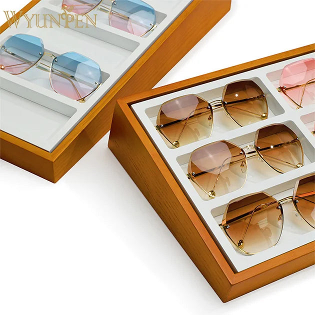 WYP Hot Selling Sunglasses Display Case Sunglasses Show case 18 Slot Sunglass Eyewear Display Storage Case Tray