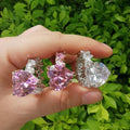 Wholesale Fine Heart Ring Silver Color Iced Out Bling Cut CZ Hearts Band Rings Women Gift Jewelry