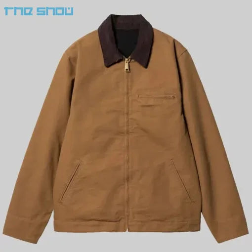 Custom Logo Men's Detroit Canvas Bagman Sam Claflin Jacket Quilted Cotton Lining Boxy Fit Corduroy Collar Winter High Spring