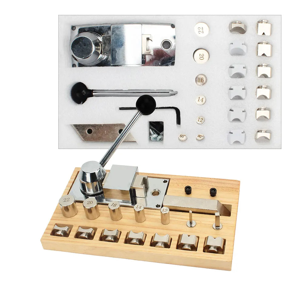 Boasta Wood Base Ring Bending Tool Set with Multiple Dies 60° 90° 12mm 14mm 16mm 20mm 22mm for Jewelry Ring Shaping Forming