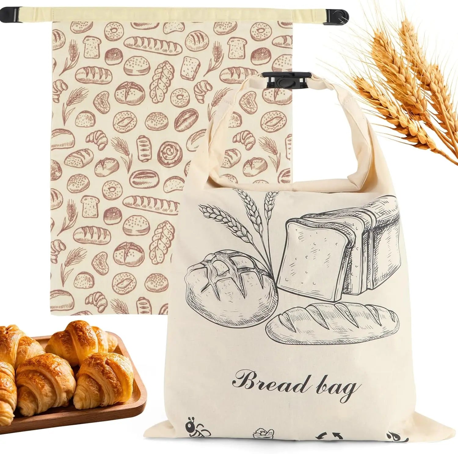 2 Pack Reusable Bread Bags for Homemade Breads Beeswax Bag for Food Sourdough Bread Bags