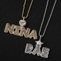 Custom Small Size Zircon Charm Necklaces Iced Fashion Baguette Name Jewelry for Women Men Pentagram Heart Pretty Letter Pendant