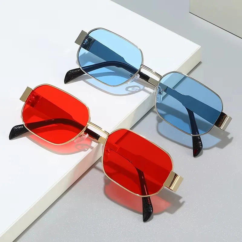 Logo Custom 2025 Retro Metal Frame Punk Sun Glasses UV400 Polygon Square Sunglasses for Men Women