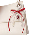 Cross Border Popular Wine Red Ribbon Imitations Pearl Bow Cherry Keychains Sieve sealed Heart Fashionable Bag Pendant Keychain