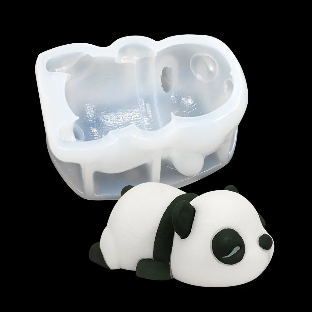3D Panda Candle Design Silicone Mold DIY Animal Plaster Model Handmade Soap Aromatherapy Wax Mold Home Decoration Craft Ornament