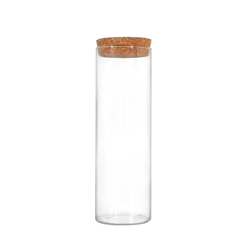 Kitchen Organizer 550ml Large Round Empty Borosilicate Glass Food Storage Jar with Bamboo Lids for Coffee Tea Spice