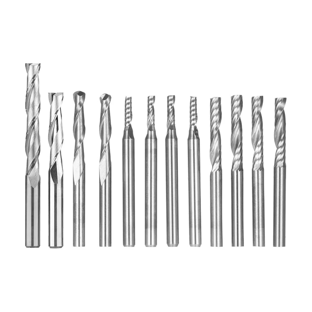 3.175/4/5/6mm 2 Flutes End Mill Single Flute HSS/Carbide Milling Cutter for Acrylic/Wood/Window/Door CNC Milling Cutter Cut Tool