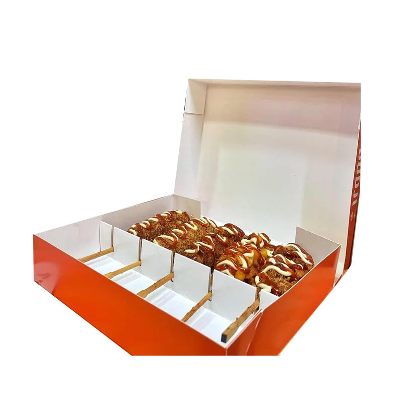 Disposable Takeaway Food Container Box Wholesale Custom Printed Logo Paper Food Hotdog Packaging for Korean Corn Dog