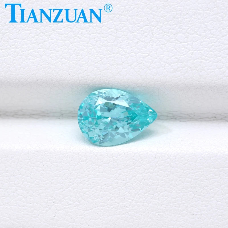 Blue Paraiba Synthetic YAG AGL Certificate Pear Shape Loose Stone with Inclusions for DIY Accessories in Jewelry Making