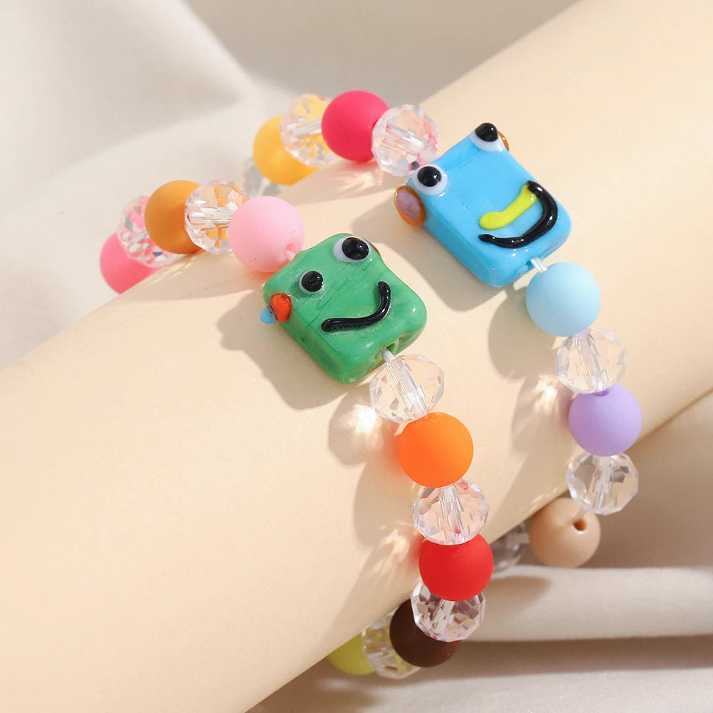 Dreamshow Acrylic Beaded Bracelets Colorful Jewelry Ceramic Enamel Jewelry Summer Fashion WomenJewelry