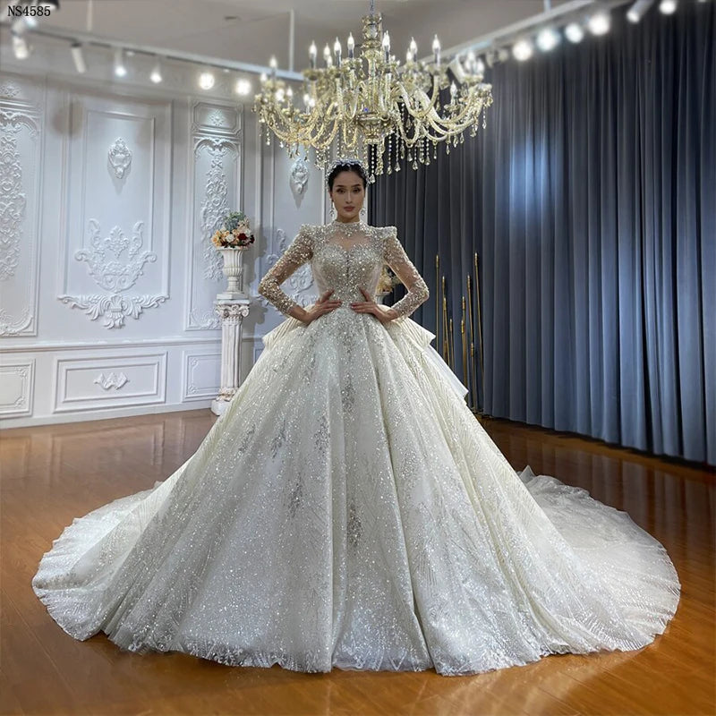 Jancember NS4585 2023 Fashion Muslim Dubai Modest Bridal Wedding Gowns Dresses
