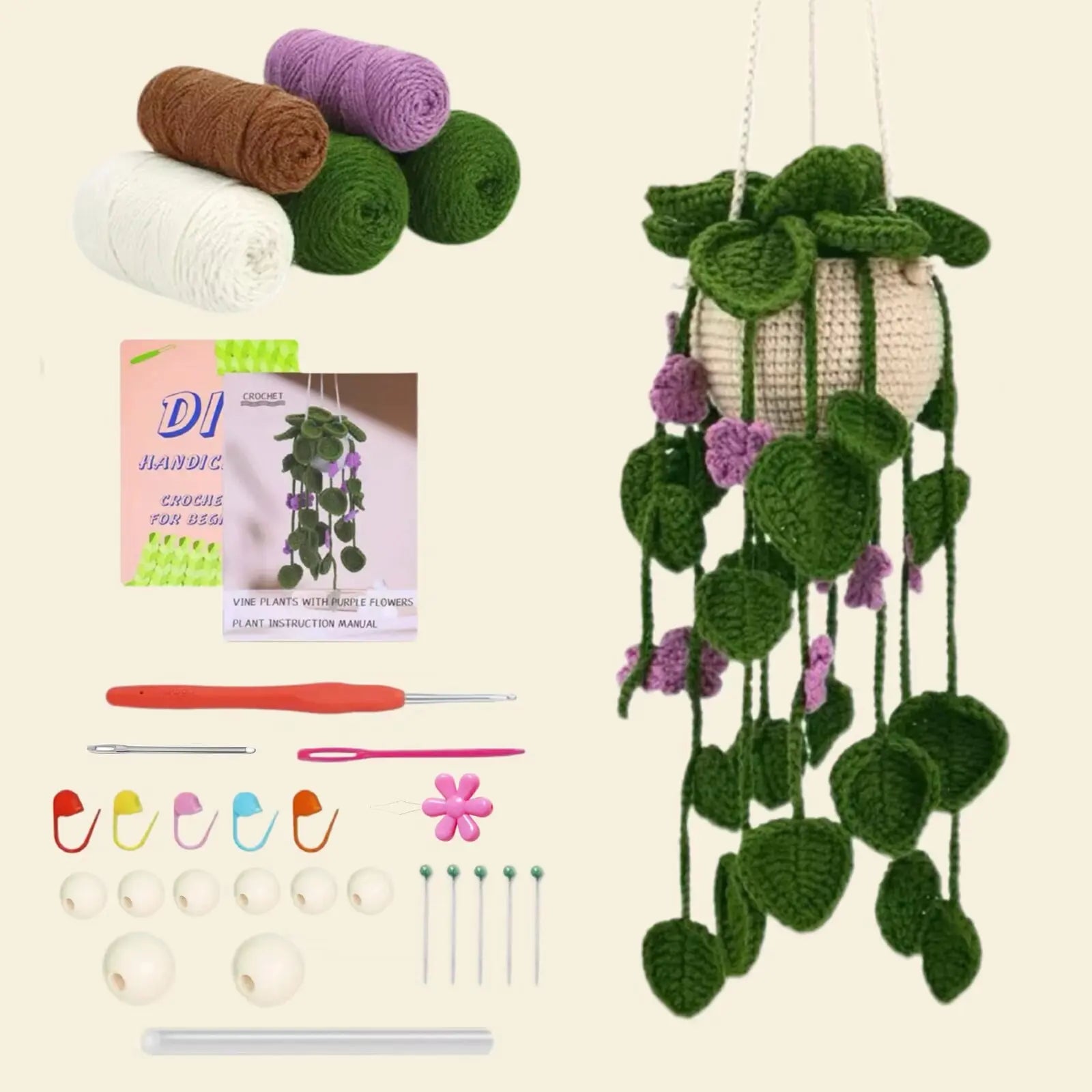 Hot Sale Beginner Crochet Kit Plant Doll Making with Premium Cotton Yarn for Easy Handmade Crochet Craft Project