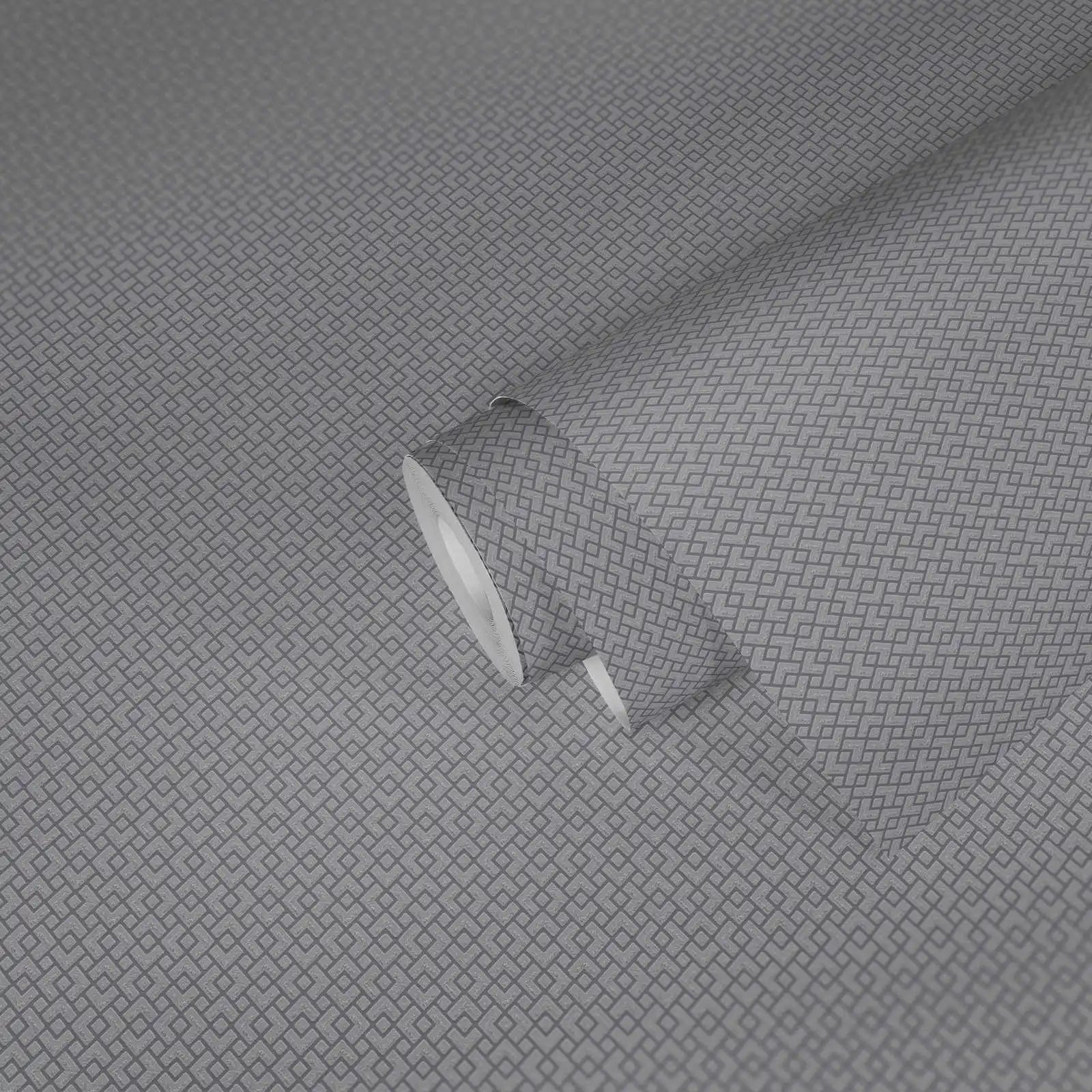 Made Germany Modern 3D Grey Non Woven Vinyl Wallpaper Rolls Geometric Pattern for Bedroom Kitchen Bathroom-Highly Wash-Resistant