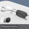 Logo Custom Fashion Men Women Transparent Eyeglasses Lens Color Changing Eyewear Rimless Square Photochromic Glasses Men Women