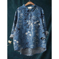 2025 New Summer Women's Stylish Comfortable Casual Loose-Fit Colorful Printed Rolled-Collar Blouse