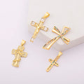 QIKU Bulk Supply Dainty Gold Plated Cross Charms for DIY Necklace Religious Jewelry Wholesale