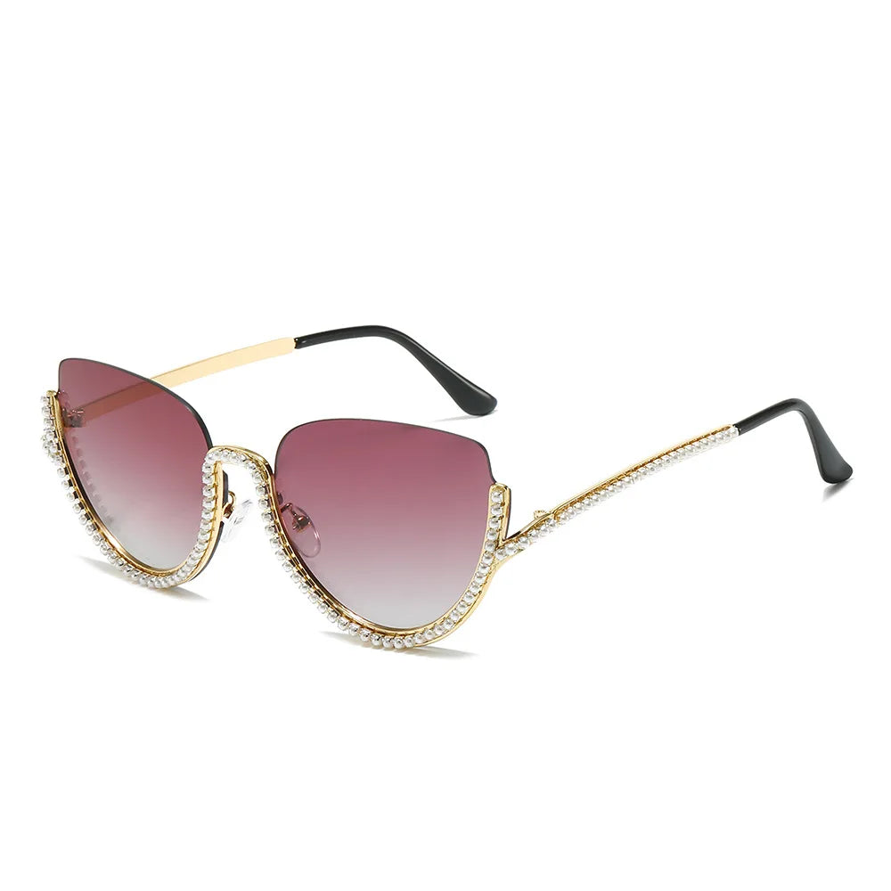 XY3749 Fashion Half Frame Women Sun Glasses 2025 New Design Party Sunglasses With Rhinestone