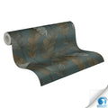 Made in Germany - Pre-Pasted Wallpaper Rolls Leaves Green Blue - Non Woven Vinyl - Floral Wallpaper Pre-glued - 1005 x 053 m