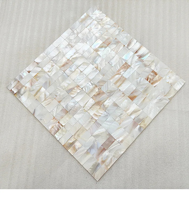 Natural Shell Mosaic Freshwater Mother of Pearl Carved Square Tile Real Touch for Kitchen Bathroom TV Background Wall Home Decor